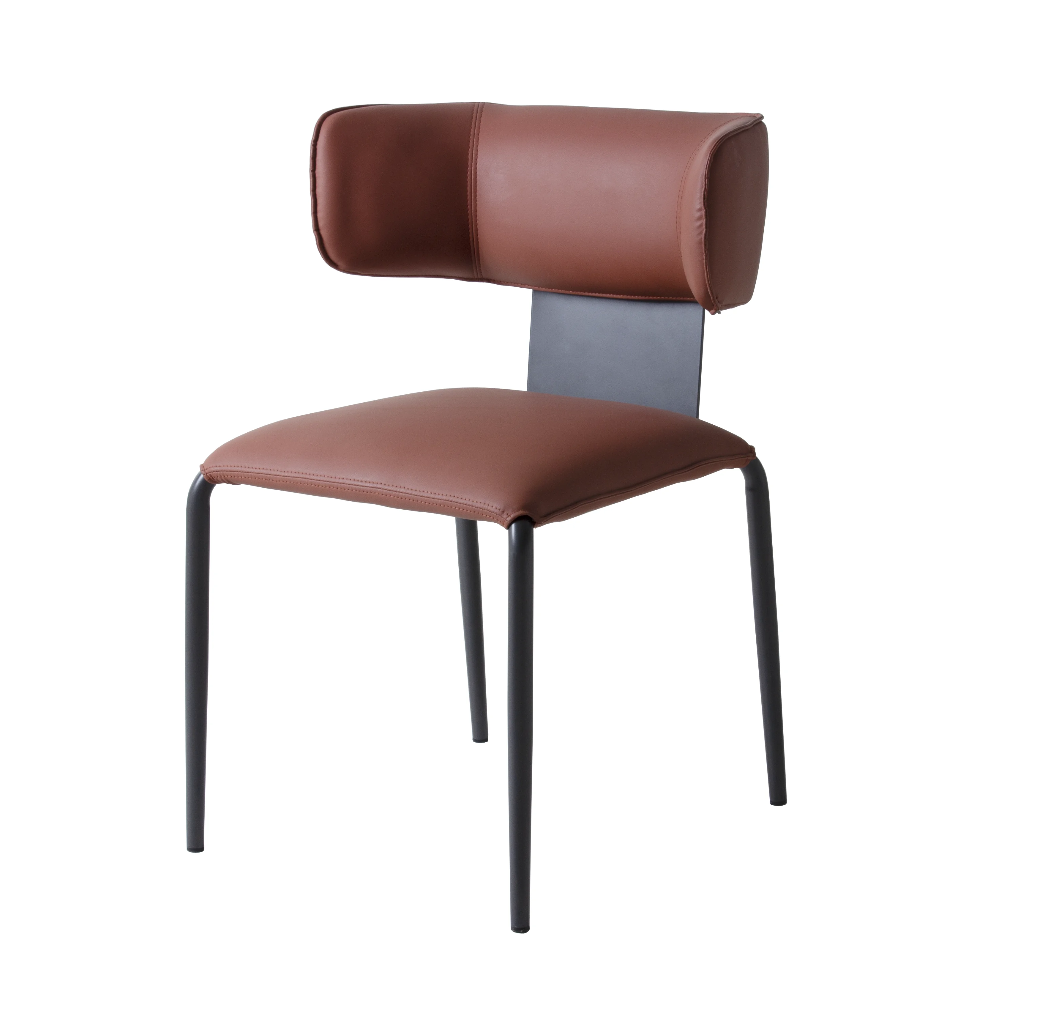 Modern Upholstered Durable Metal Legs Cafe Restaurant Chairs PU Leather Dining Chair for Sale