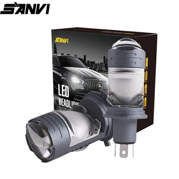 SANVI MINI H4 Bi LED Projector Lense Headlight 104W 6000k Motorcycle Headlight High Low Beam Integrated Car Light Accessories 1