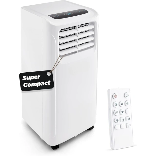 Compact Portable Air Conditioner, Smallest AC Unit with Powerful Cooling,Multi-Speed Fan,Dehumidifier,Sleep Mode,Built-In Timer, 1