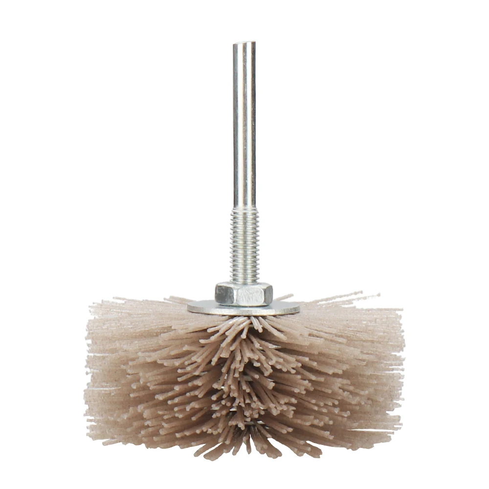 4 Stück 80 mm Bohrer Schleifdraht Schleifscheibe Nylonborsten Polierbürste für Holzmöbel Mahagoni-Finish – Detail 11