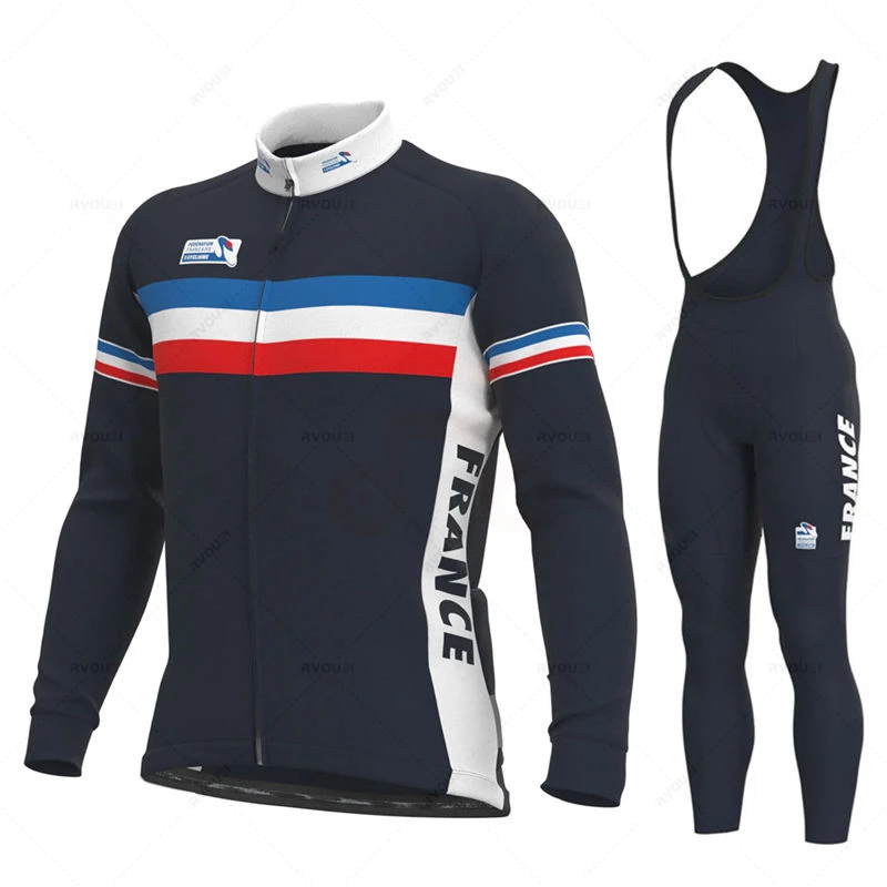 France Team Autumn Cycling Jersey Set Long Sleeve Mountain Bike Clothes Wear Men Racing Bicycle Clothing Cycling Jersey Set cycling jersey cycling shirt cycling suit cycling jersey set