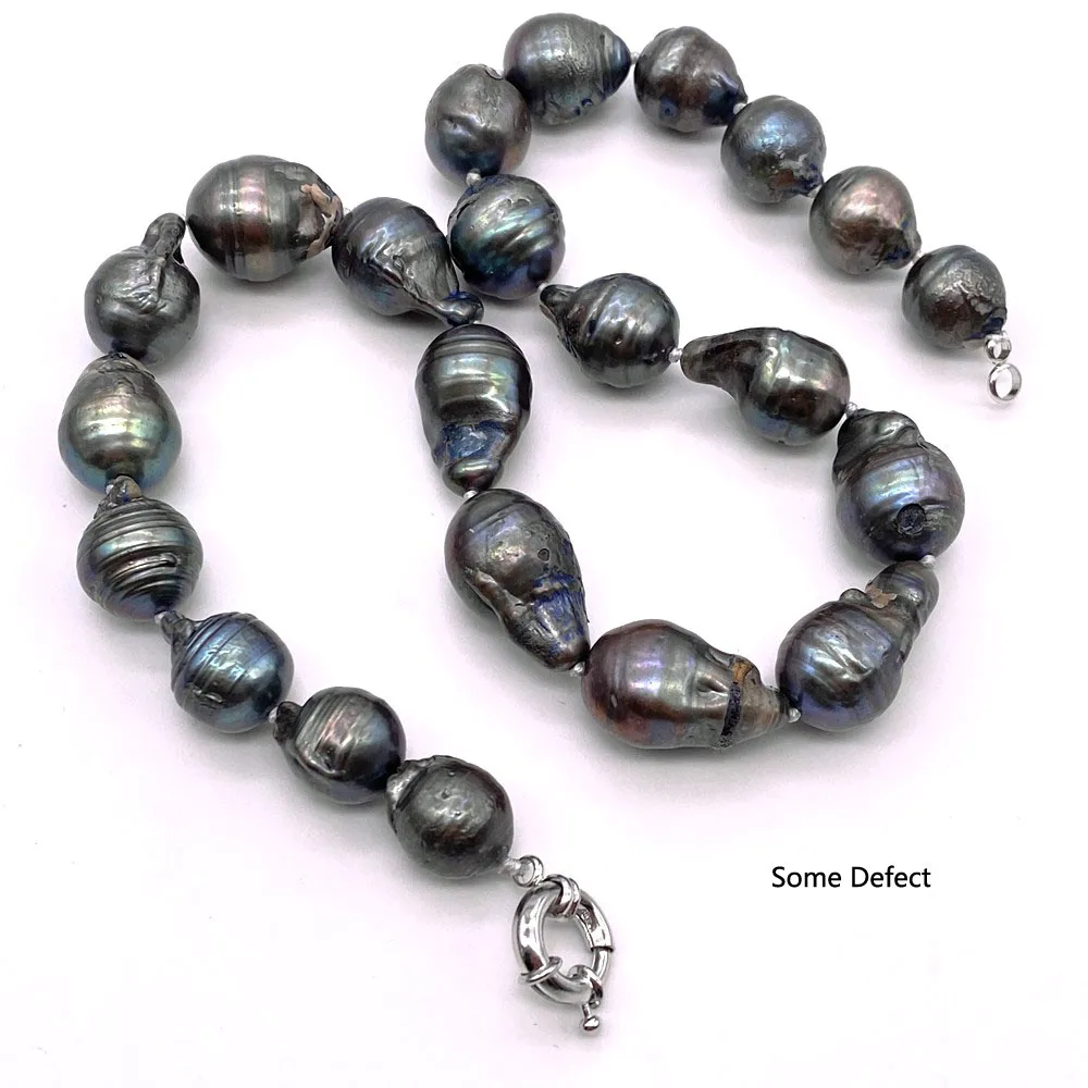 Women Necklace Men Necklace Mala Necklace 13-22mm Tissue Nucleated Flame Ball Shape Baroque Freshwater Natural Pearls