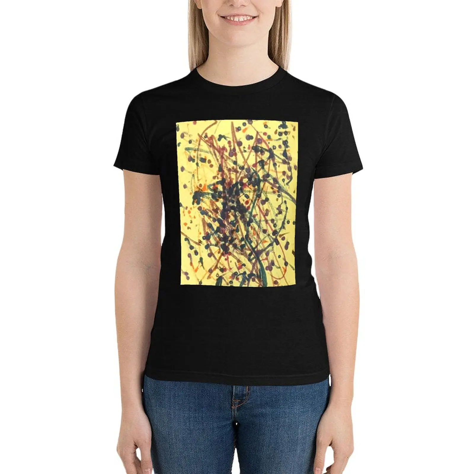 Samantha Art Yellow Post-it T-Shirt female summer tops customizeds Women tops