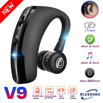 Cuffie wireless V9 Business con microfono HD Chiamate con cancellazione del rumore Driver Car Sport Auricolare Bluetooth 270 ° Auricolare con rotazione V8 1