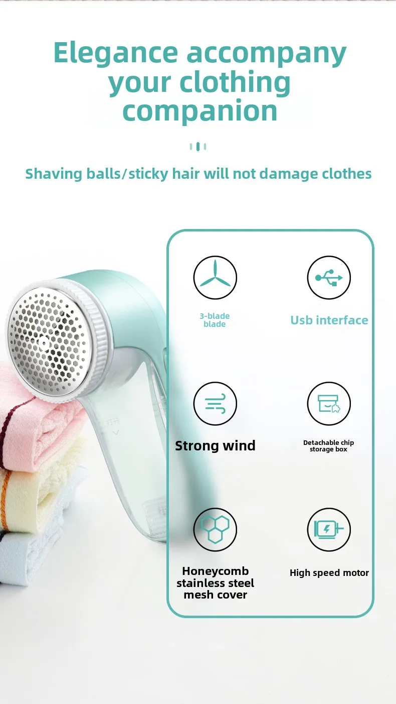 Fabric Shaver Lint Remover Electric Fuzz Shaver USB Rechargeable Portable for Clothes Sweaters Pants