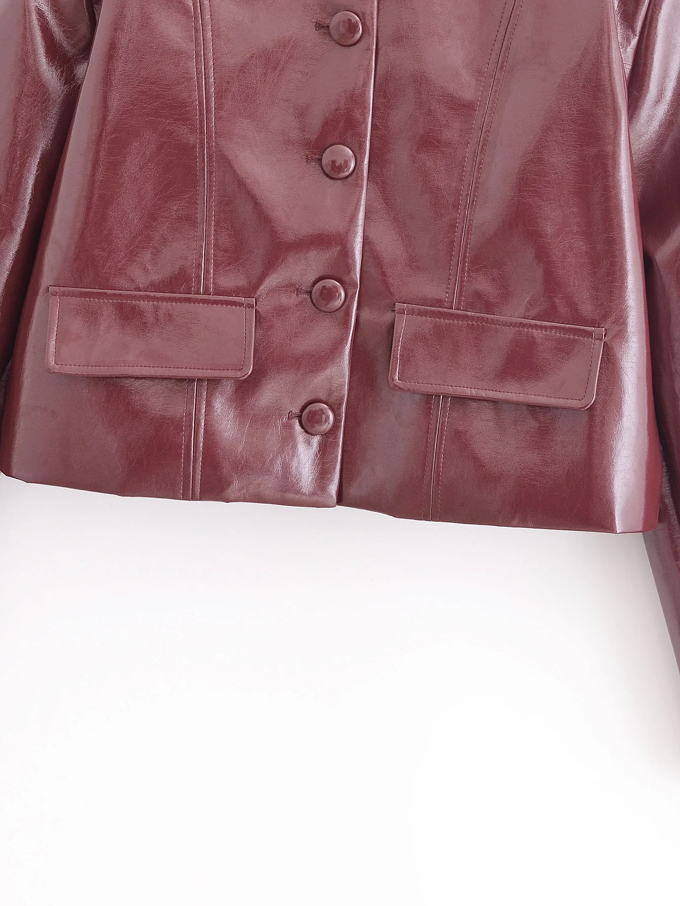 Leather Jackets Women's Pu Coat Red Elegant Outwear Long Sleeve Coat With Pockets Cropped 2024 inszart inszart Woman Jackets Top