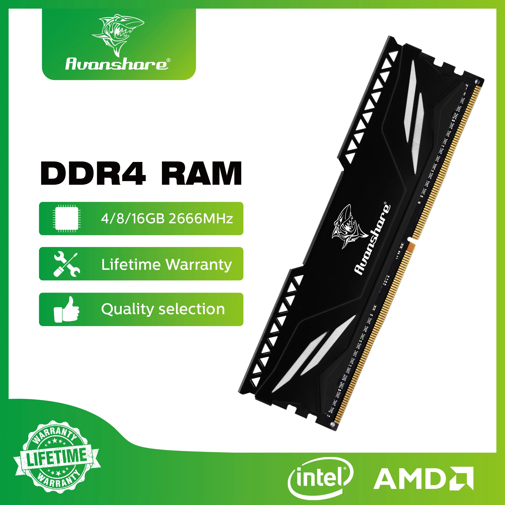 Avanshare-memória Ram de Desktop Udimm para Intel Amd Udimm para Intel Amd Ddr5 Ddr4 Ddr3 32gb 16gb 8gb 4gb 2gb 1333 1600 2400 2666 3200 5600mhz - Imagem 6