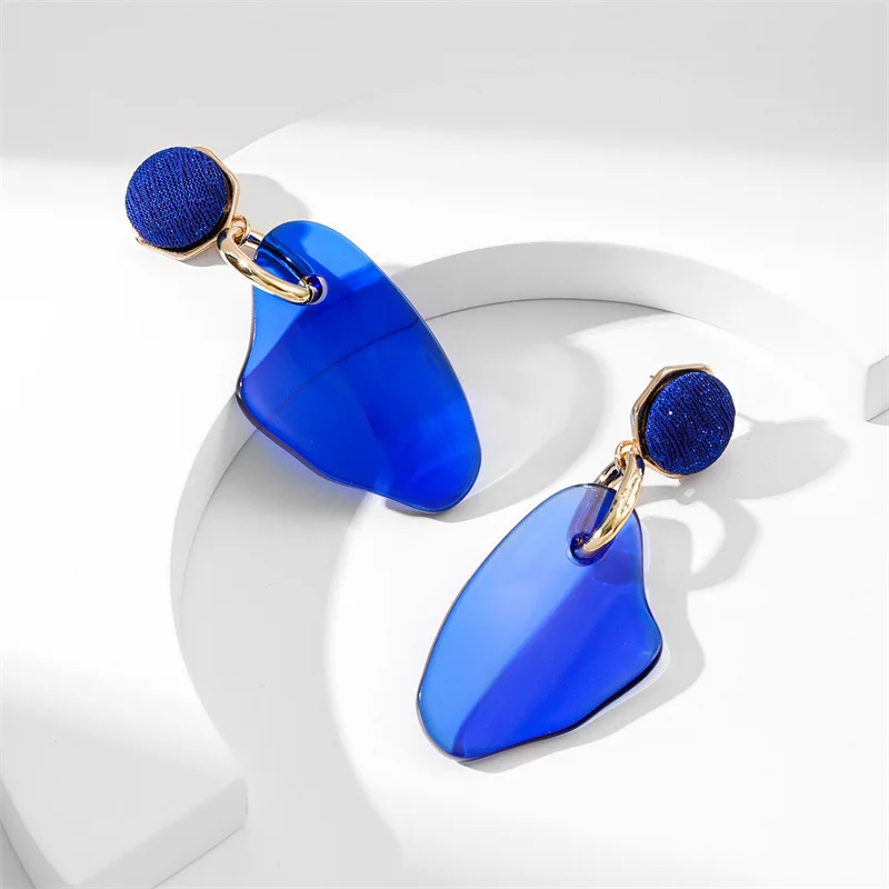 

Fashion Personality Trendy Irregular Acrylic Blue Drop Earrings Luxury Simple Resin Women Female Jewelry Gifts Indian Jewelry
