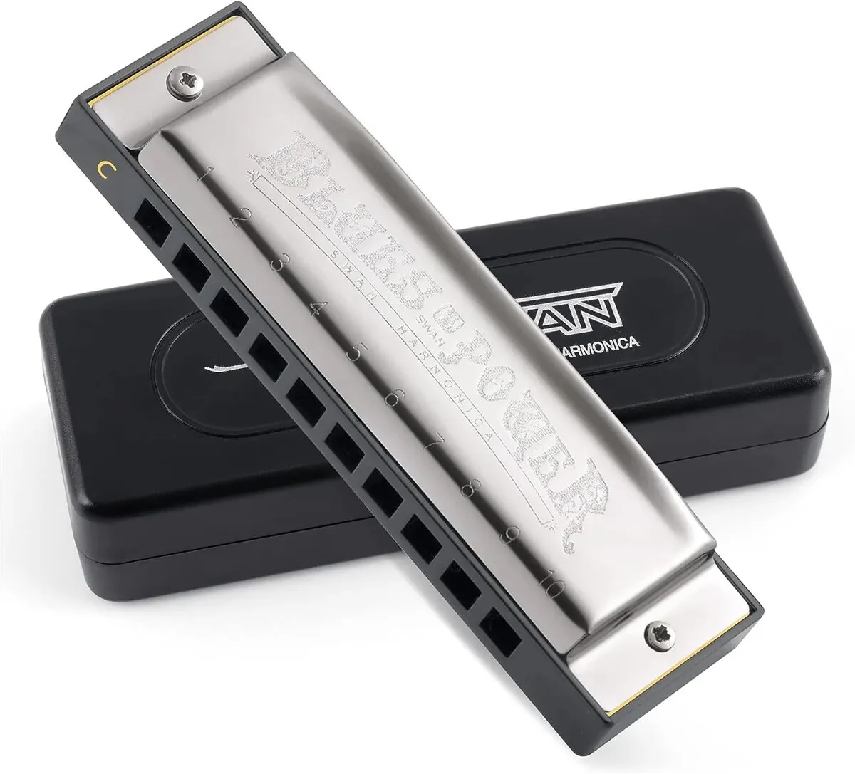 Harmonica Senior Bruce 10 Hole BLUES chromatic harmonica diatonic harmonica kids harmonica with Case Brass Stainless Steel