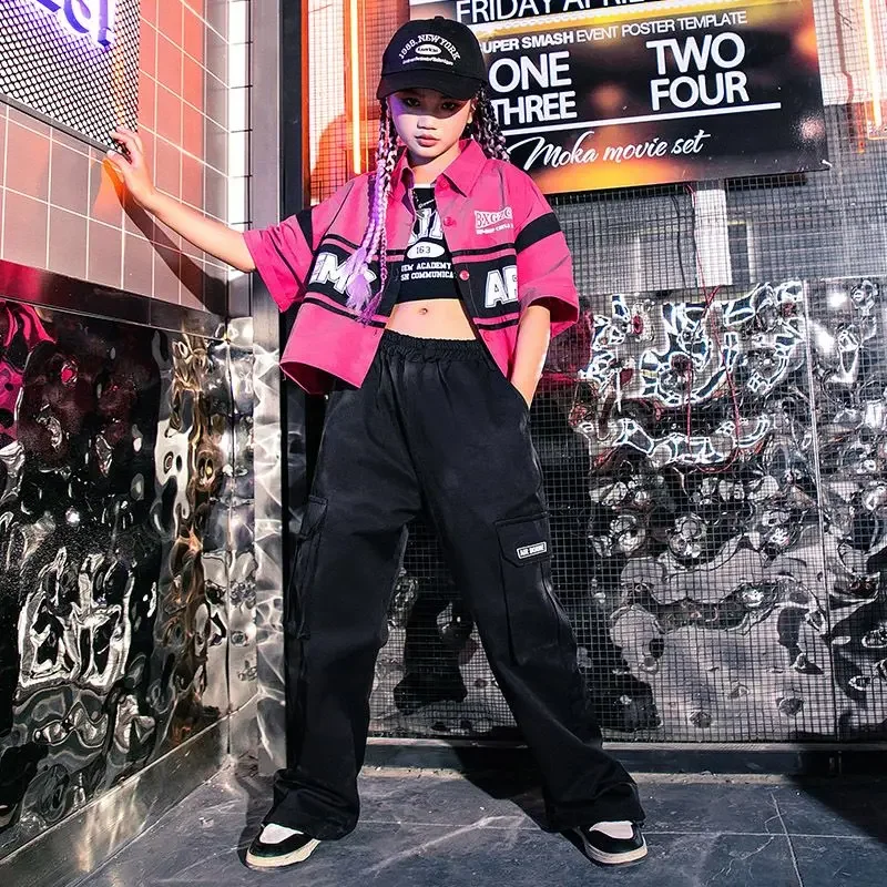 

Girls Hip Hop Dance Outfit Summer Street Dance Performance Suit Crop Tops Cargo Pant Kpop Clothing Jazz Dancewear
