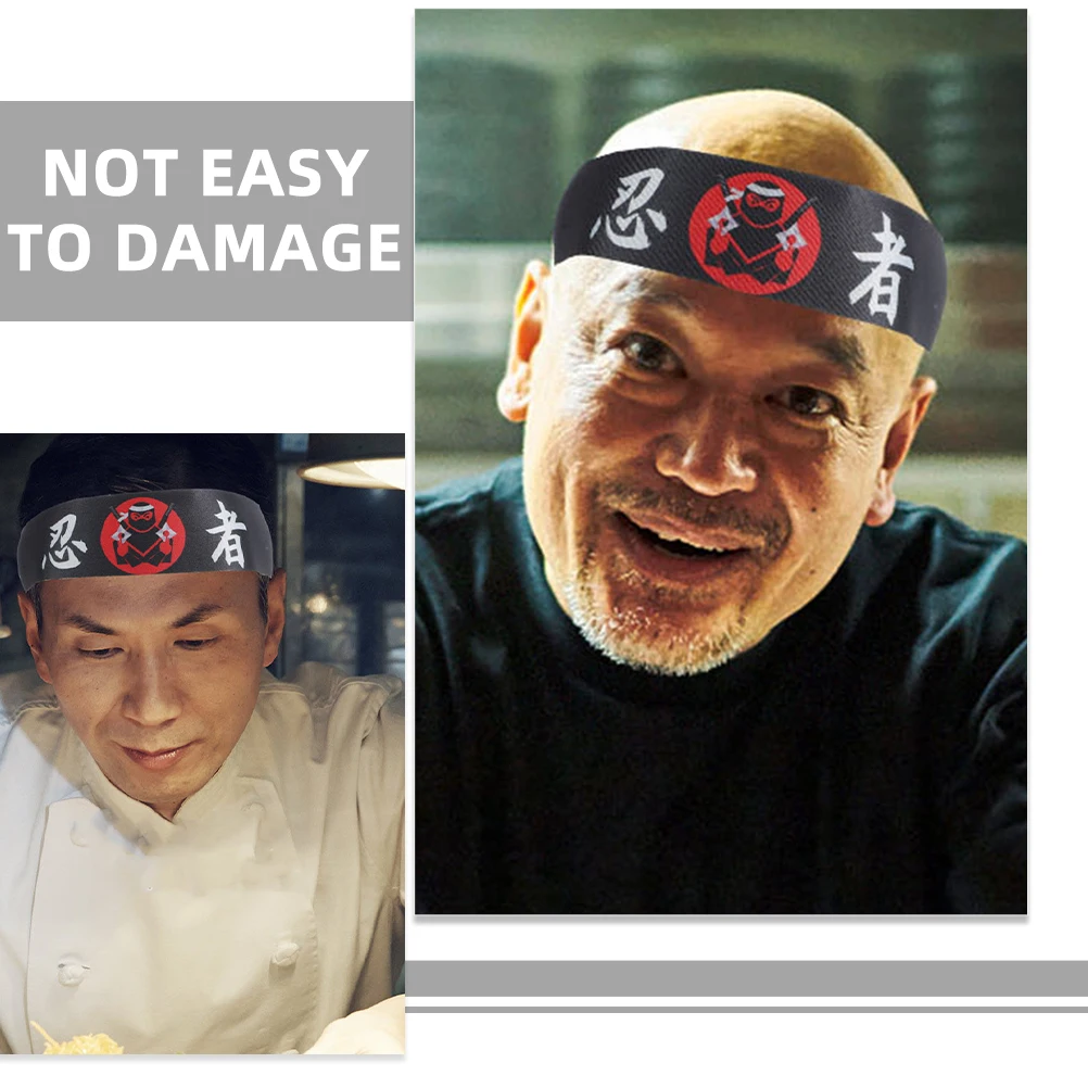2Pcs Black Headband Samurai Japan Japanese-Style Ninja Running Cloth Karate Accessory Man Sports Headband Japanese Chef sports headbands