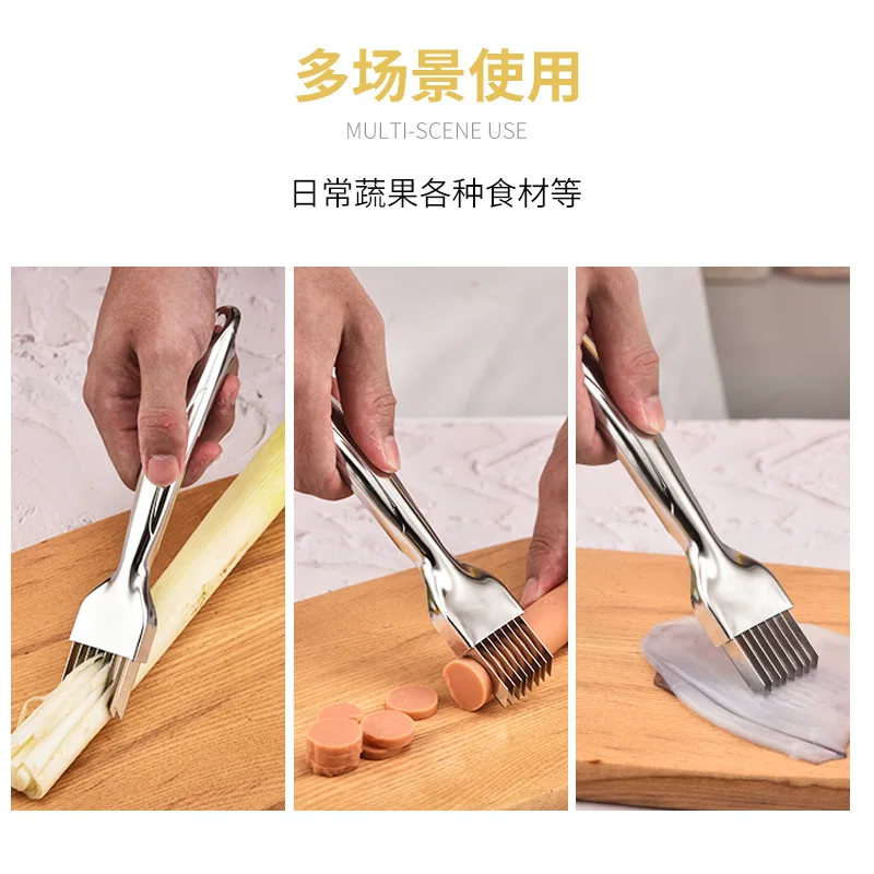Kitchen Shred Silk The Knife, Stainless Steel Chopped Green Onion Knife, Curved Handle Design, Food Speedy Chopper Green Onion