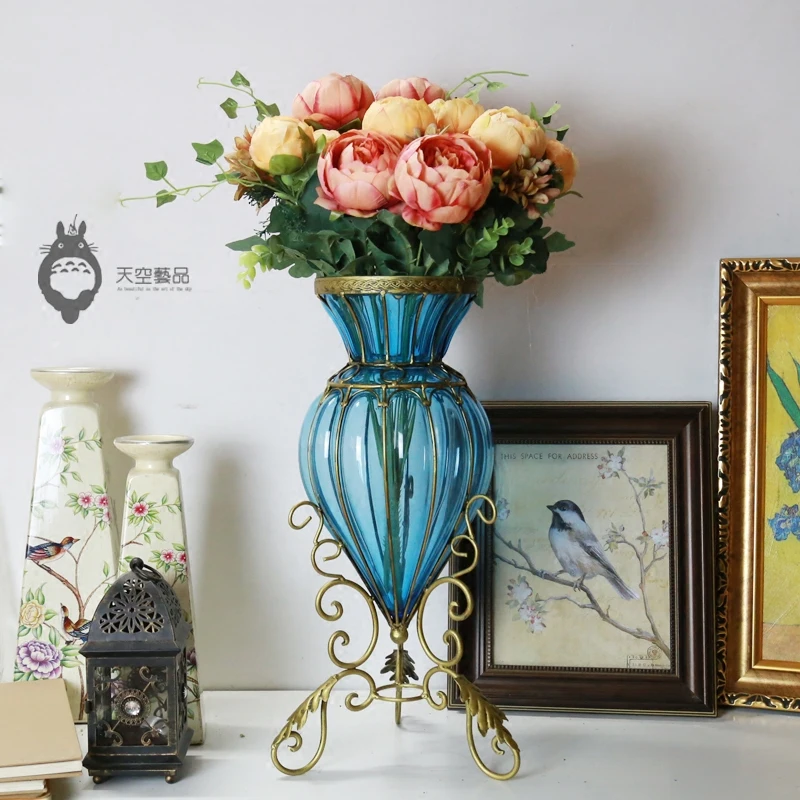 

European style creative vase, glass ornament, TV cabinet decoration, living room simulation