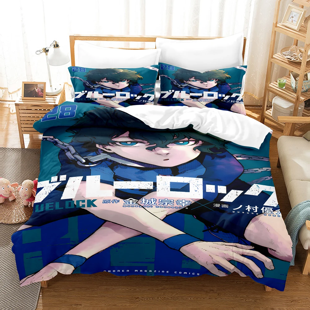 Blue Lock Bedding Set Hot Anime Duvet Cover Set with Pillowcases King Queen Twin Double Size Comforter Cover Set For Home Decor