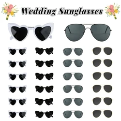 100-10Pcs Wedding Heart Shaped Sunglasses Bachelorette Party Favor Sunglasses Vintage Cat Eye Glasses for Guest Gift Party