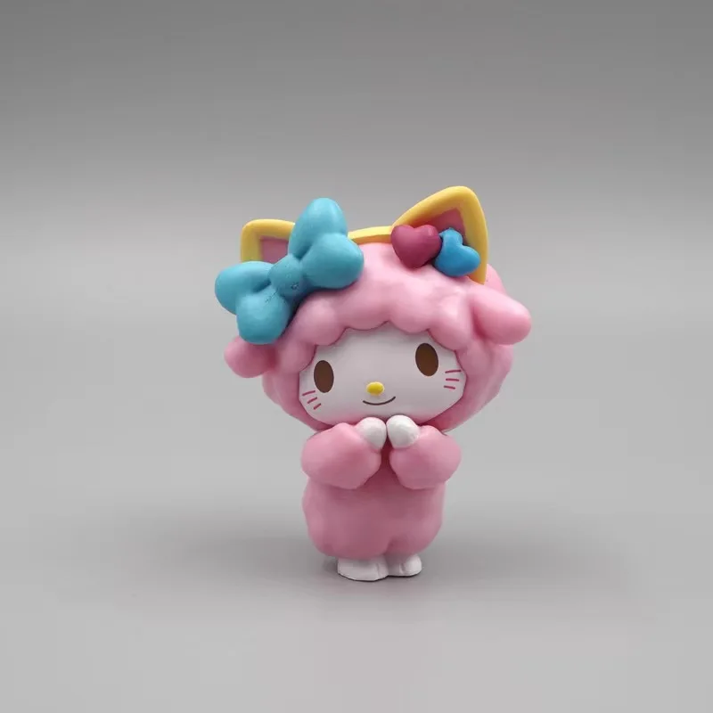 Kawai Anime Figure My Melody Kuromi Cosplay Zoo Series Sheep Doll KT Cat Pochacco DIY Birthday Cake Decor Gift Desktop Ornament