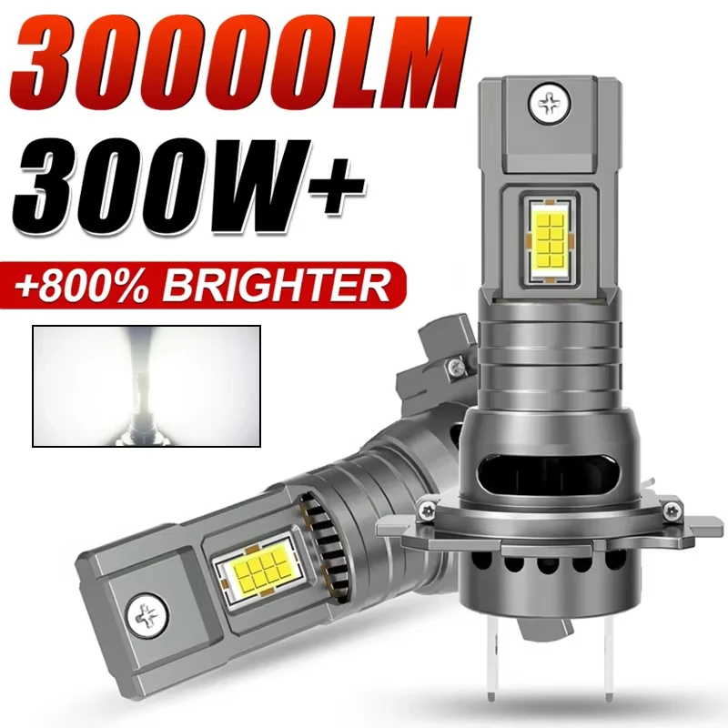 High-Performance LED Headlight 30000LM - Compact Plug and Play Auto Lamp with Wireless Turbo Cooling and Fan, 6000K Brightness