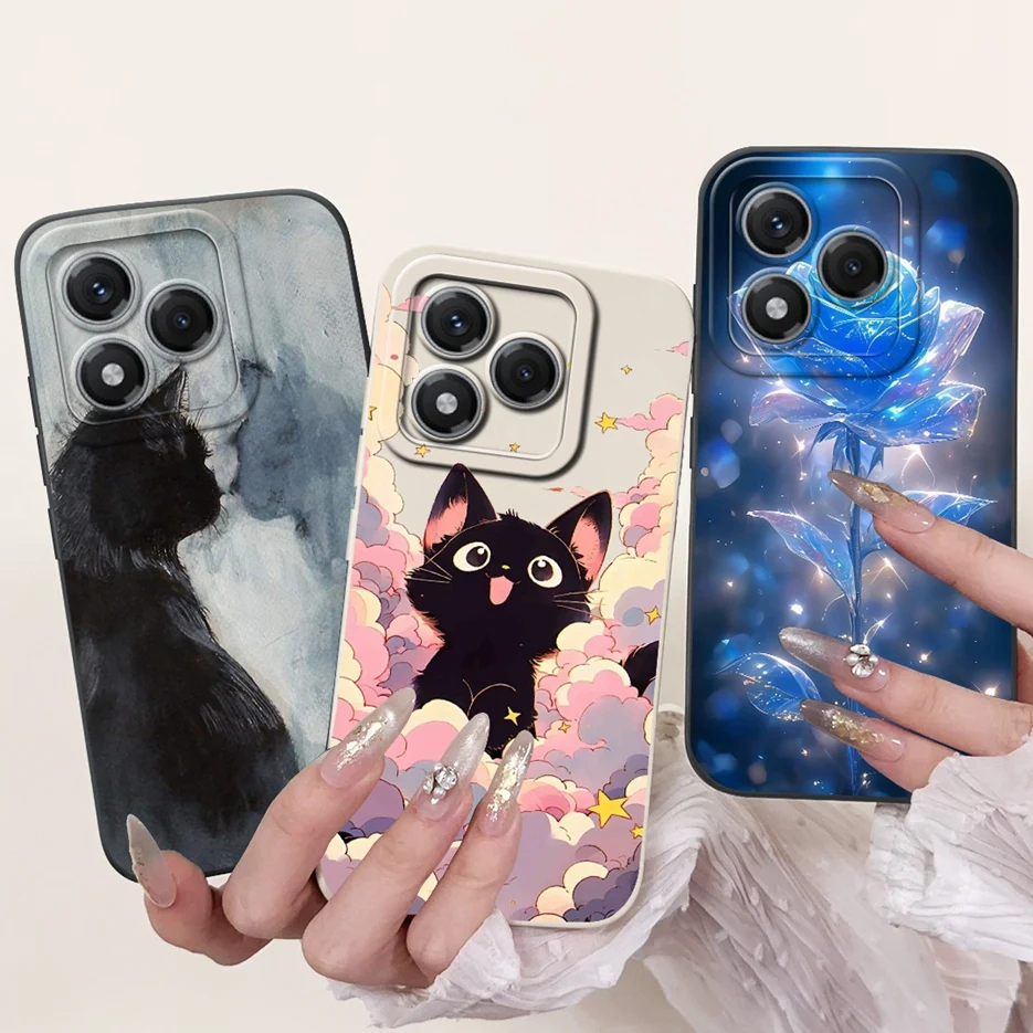 Cute Cat & Flower Design Shockproof Phone Case - Vibrant Painted Cover with Soft Protective Bumper