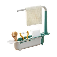 

Kitchen Sink Rack Sink Telescopic Drain Rack Drain Basket Rag Organizer With Material Plastic Durable Thick And Stable Green