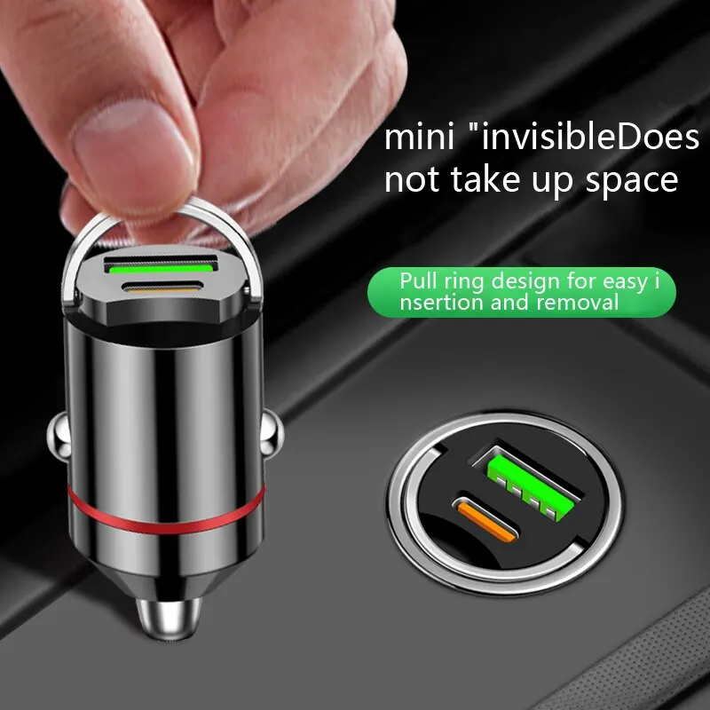Car Charger PD+usb Fast Charge Mini Hidden 66W Flash Charge Multi-function