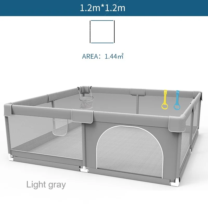 IMBABY מגרש משחקים לתינוקות בצבע אפור בהיר Corralito עם טבעת משיכה, מחסום בטיחות לילדים, גדר כדור משחק Playpen