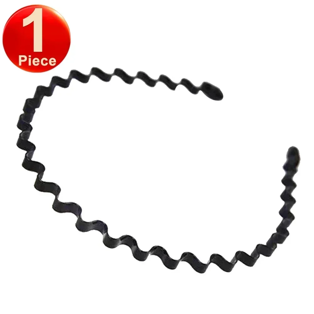 6pcs Fashion Men Black Metal Waved Shaped Sports Hairband