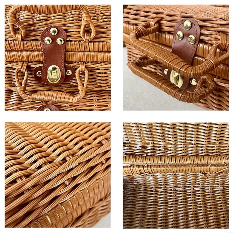 Imitation Rattan Storage Box Decorative Suitcase with Handle for Everyday Use Gifts Handcase 26X17X11cm 30x20x13cm 35x24x12cm 3