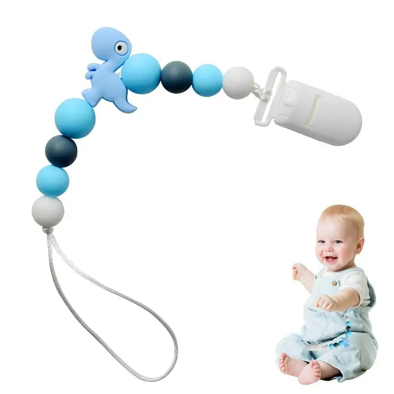 

Pacifier Clips Silicone Dino Pacifier Strap With Clip Unisex Binky Paci Holder For Baby Boys And Girls Fits For Most Pacifier St