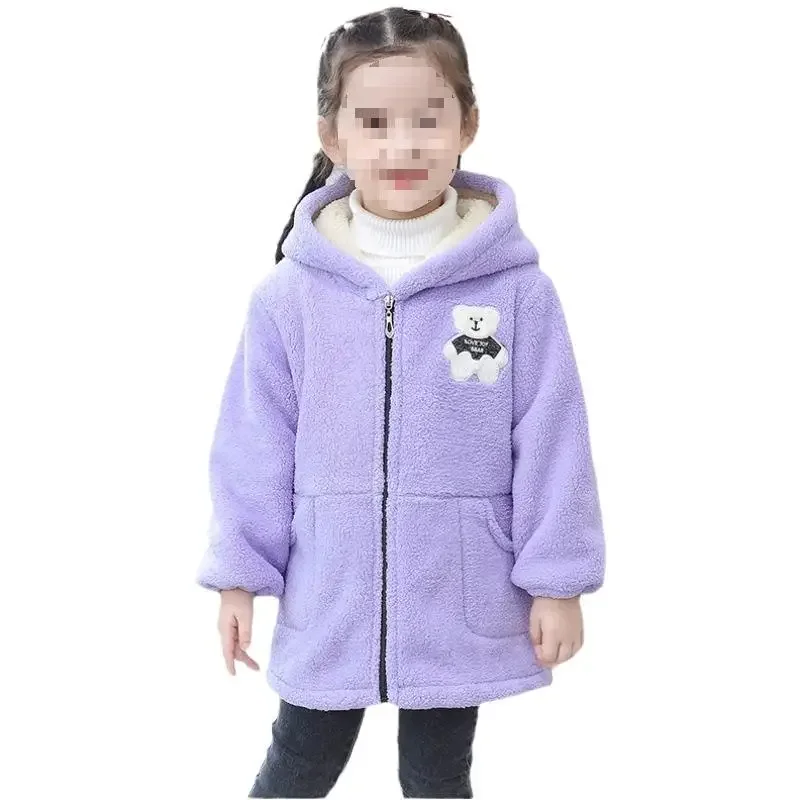 Thickened Fleece Winter down Jacket for Girls Baby Outerwear Warm Protective Covering Coat Children's Clothing Outerwear