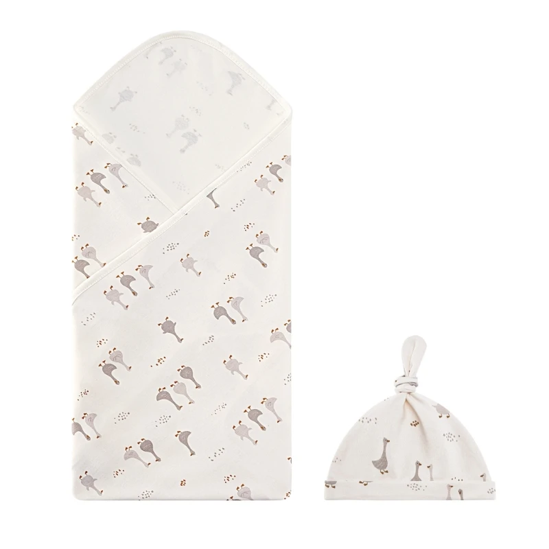 Swaddles 랩 용 면화 Swaddles 담요 0-3개월용 모자