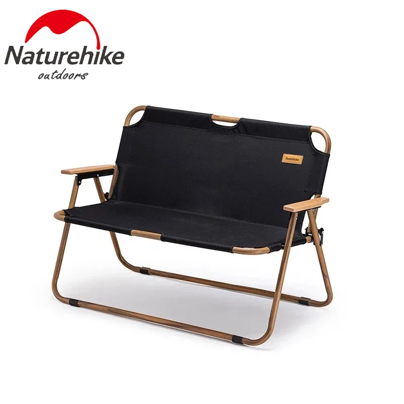 

Naturehike Outdoor 2 Seat Camping Chair Bench Wood Grain Metal Aluminum Alloy Folding Camping Nature Hike Chair