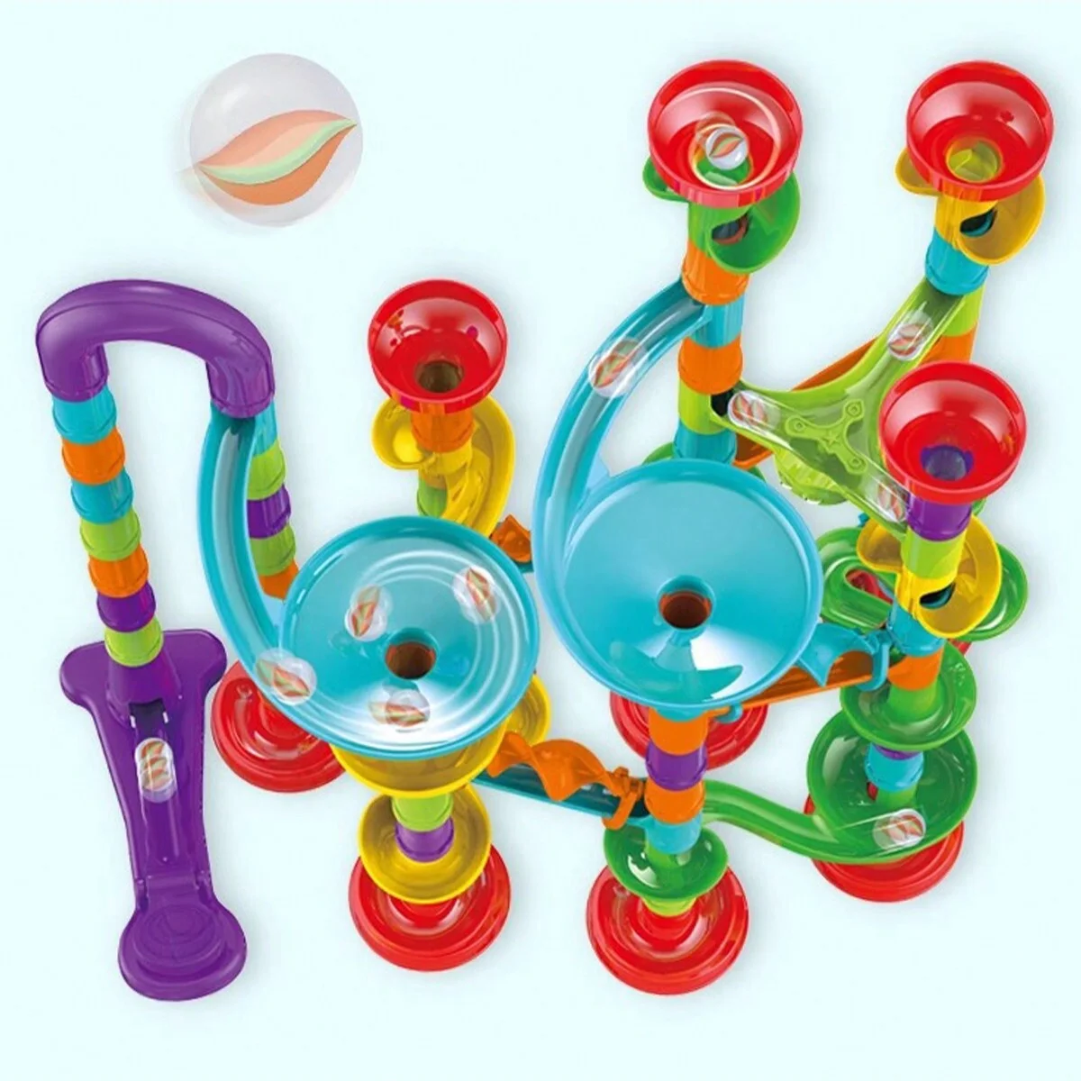 45/76/93/113 PCS Building Blocks Set Educational Construction Toy with Spiral Slide & Tracks, Creative Learning Games for Kids