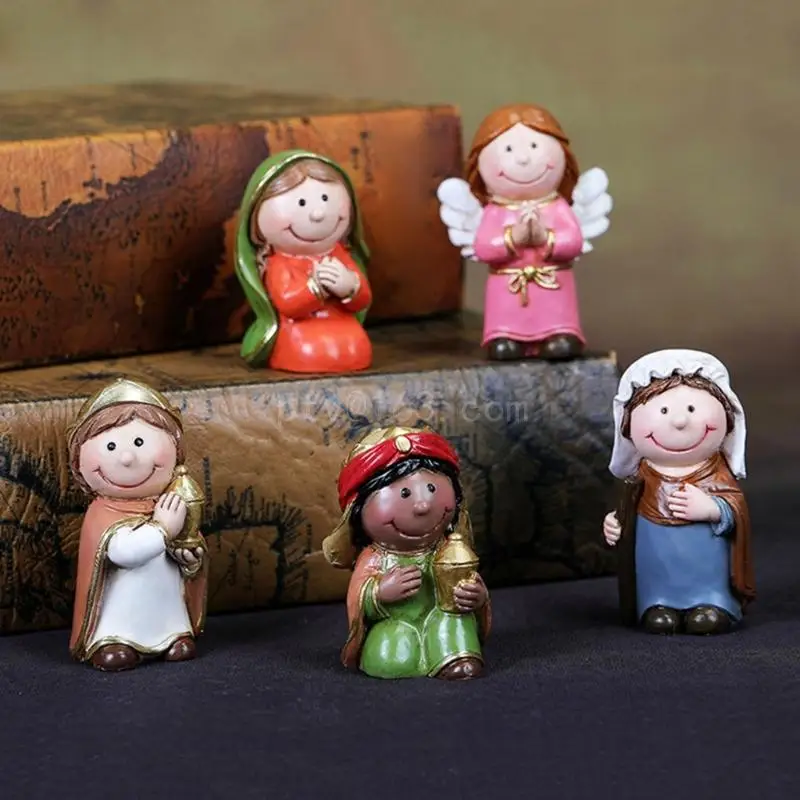Holy Crib Figurine with Light Resin Catholic Religious Christmas Nativity Church