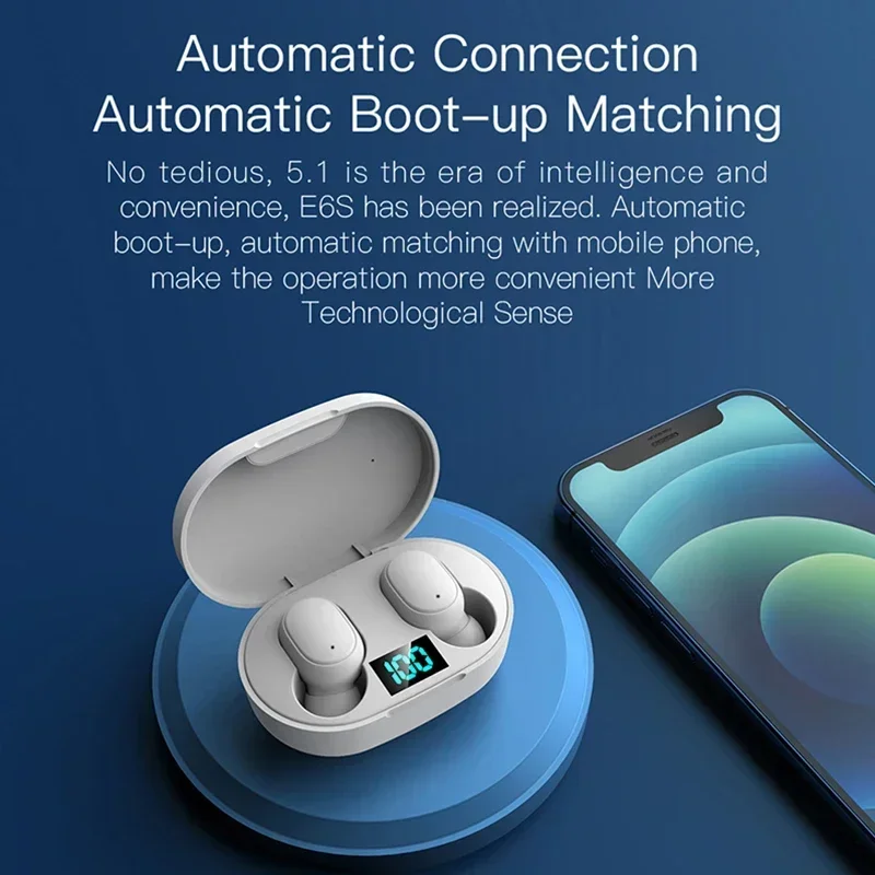 E6S Air Pro Fone Auricolari Bluetooth Cuffie wireless Display a LED Auricolari con cancellazione del rumore tramite microfono Auricolare Bluetooth wireless - Image 3