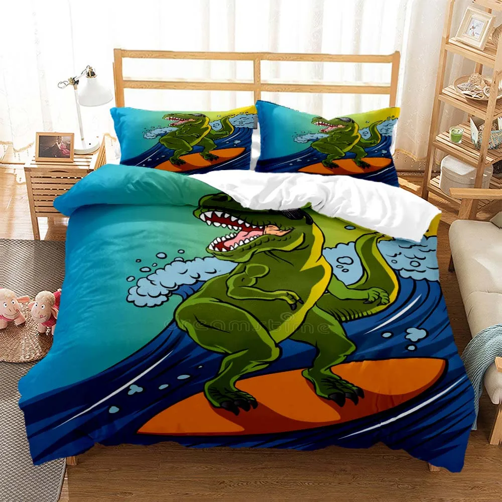 

Cute Little Dinosaur Print Quilt Cover Pillow Cover bedding set luxury Queen bedding set Customized Cute style