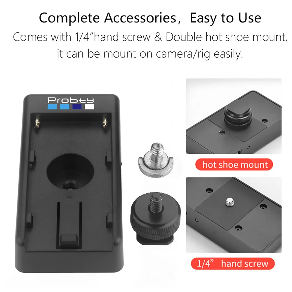 Probty DSLR Camera Clamp NP-F Battery Adapter Plate for Sony NP-F Type Batteries 8.4V/7.4V Output Port DC 5.5x2.1mm camera clamp,battery adapter plate