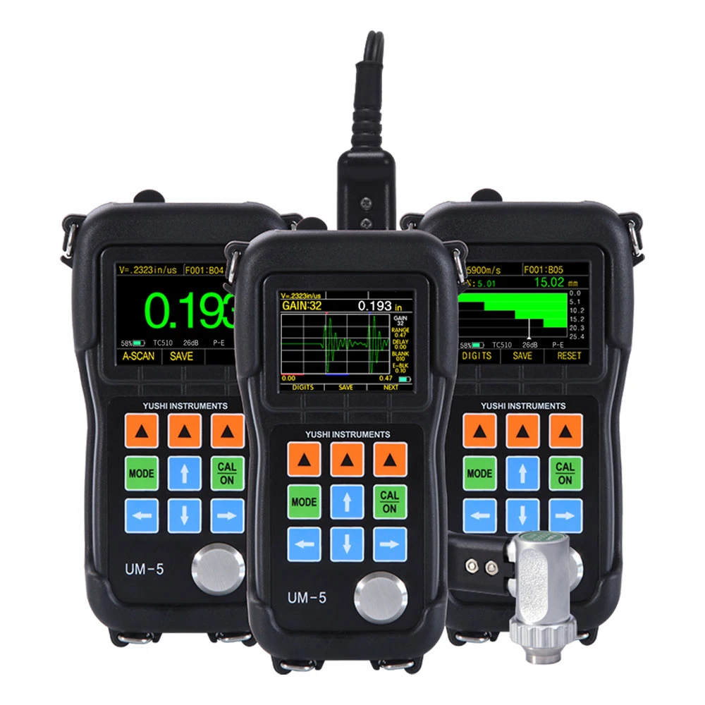 

YUSHI Color Screen Time-based B-scan Live A-scan Waveform Adjust Ultrasonic Thickness Gauge UM-5DL with Coating Mode