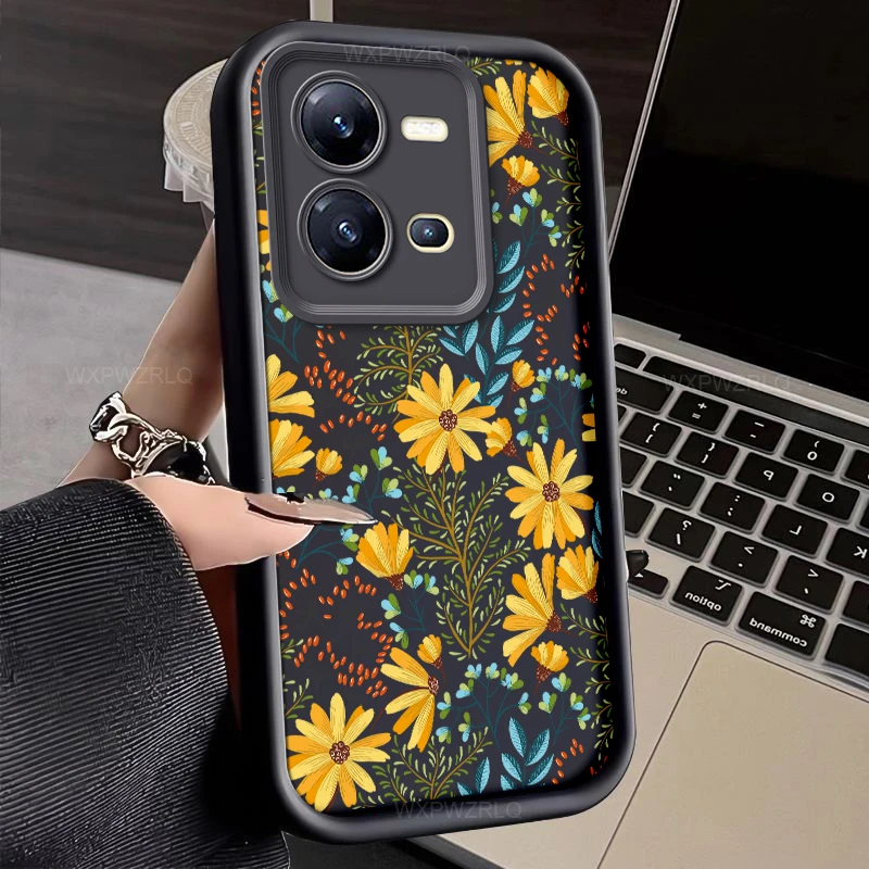 Floral Art Matte Soft Phone Case - Elegant Flower Painted Back Cover
