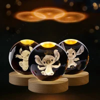 5cm Lilo and Stitch Disney Unique 3D Crystal Ball Lamp LED Luminous Crystal Ball Night Light Glass Children's Birthday Gifts Toy 1