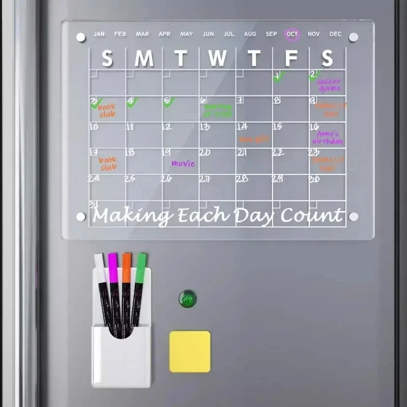 

Acrylic Calendar Board Planner Reusable Magnetic Fridge Calendar Clear Daily Weekly Monthly Schedule Dry Erase Board for Home