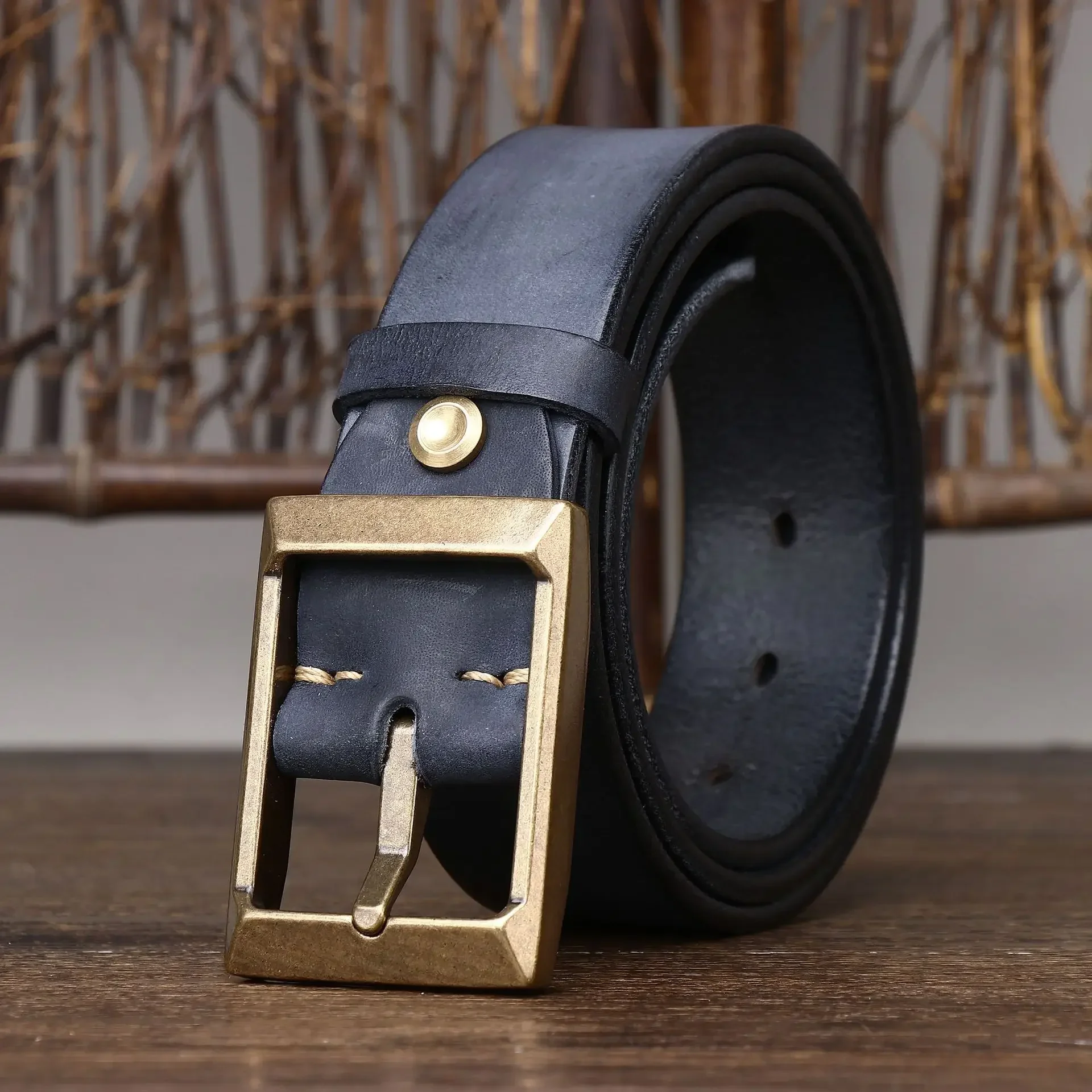 Genuine Leather Men Belt Luxury Designer Strap Male Pure Copper Buckle Wild Classic Retro