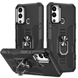 Ring Holder Shockproof Phone Case Cover for Inifix Hot 12 play (Black)