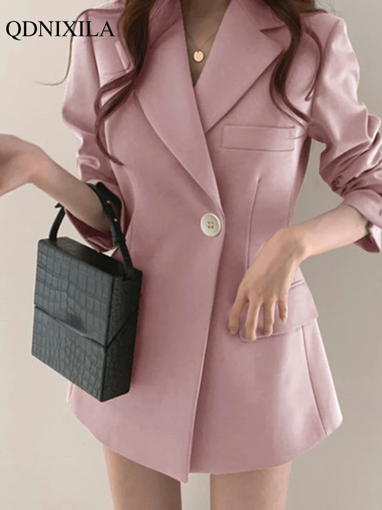 2023 Spring Oversize White Women's Blazer Korean Fashion Elegant Slim British Style Women's Small Suit Jacket Office Wear Outfit