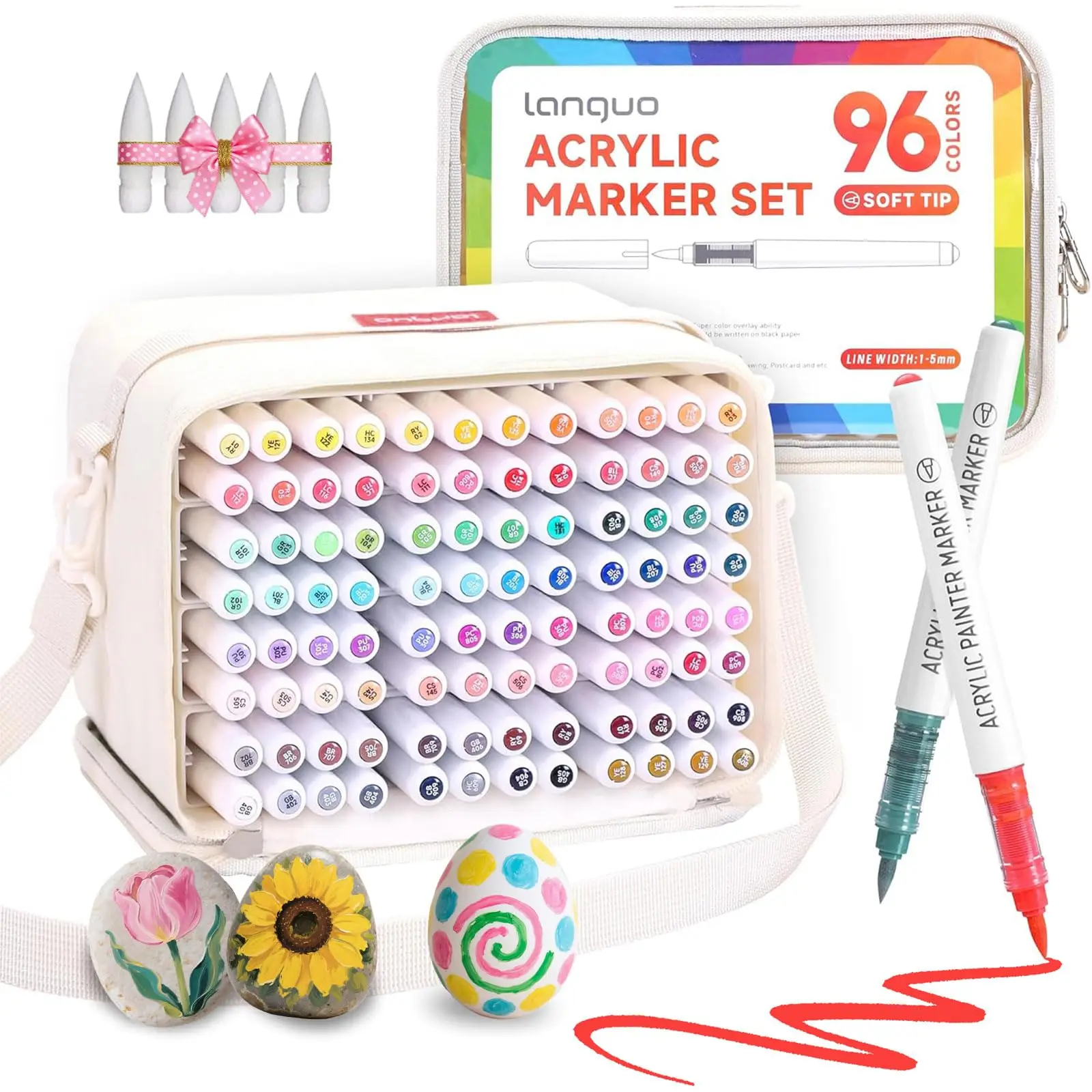 240색 아크릴 페인트 펜 마커 브러시 팁 페인트 마커, 바위 그림, 나무, 캔버스, 돌, 크리스마스 선물, DIY 공예용