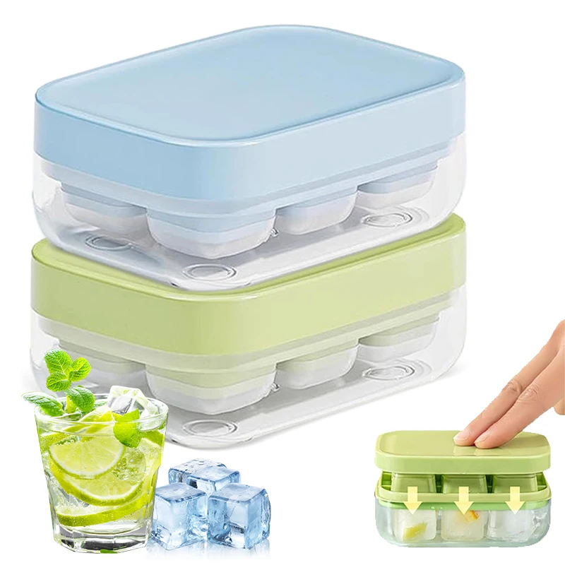 1/4/8PCS Push Ice Cube Mould Ice Compartment Mini Summer Ice Mould Ice Storage Box Home Square Silicone Ice Cube Mould with Lid