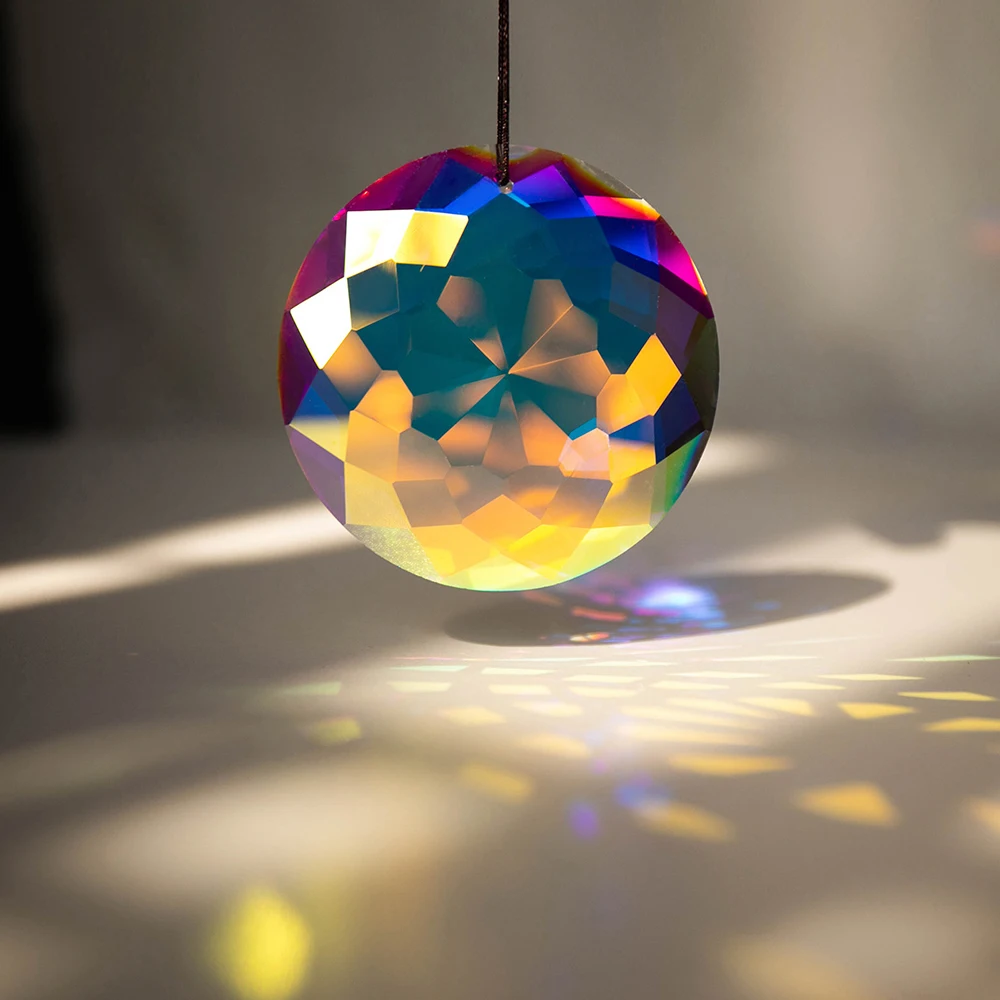 60mm Mandala Suncatcher Crystal Prisms Hanging Flower Faceted Glass Chandelier Pendant Light Rainbow Catcher Home Garden Decor sun catcher crystal pendant sun catchers