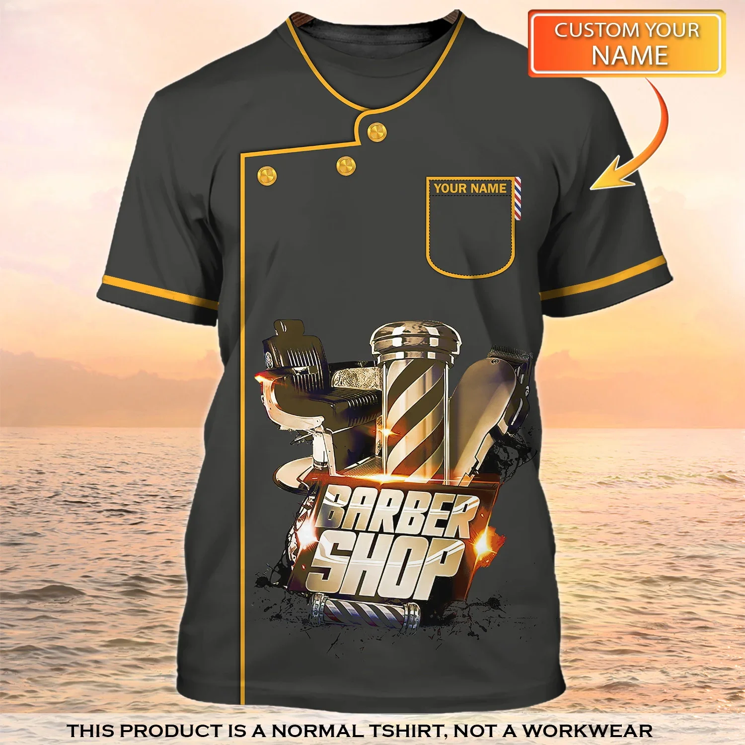 Newest Summer Men's T-shirt Barber Shop Personalized Name 3D