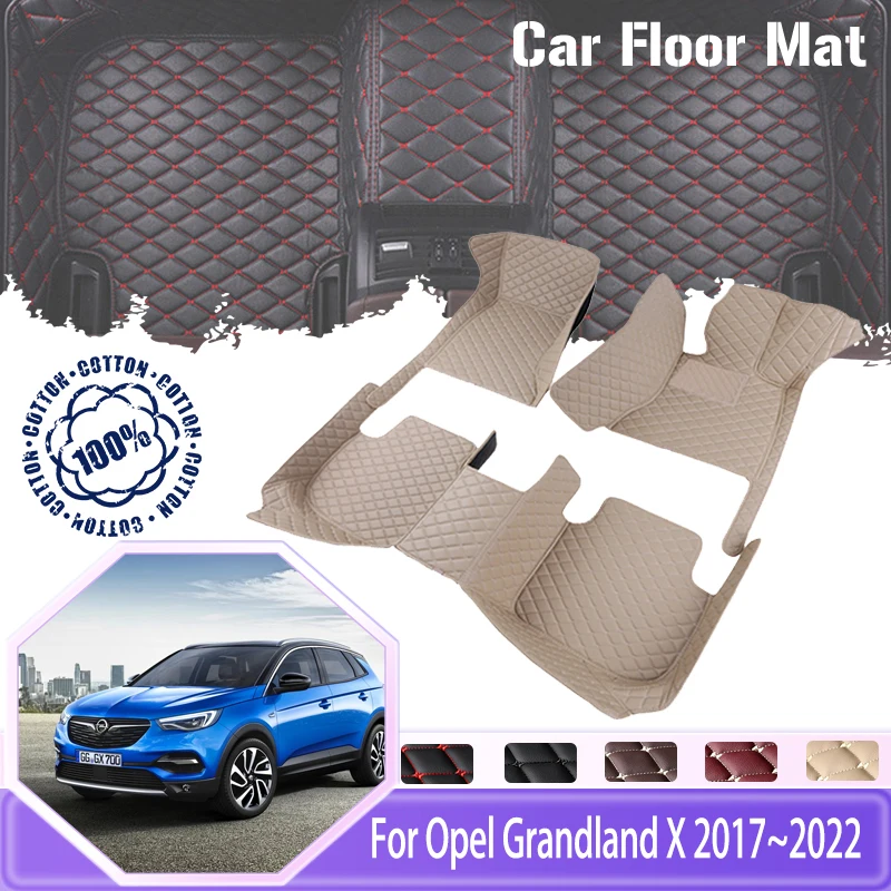 Tapis de sol de voiture pour Opel Grandland X 2017 ~ 2022, 5 places,  anti-saleté, tapis de luxe, accessoires de voiture