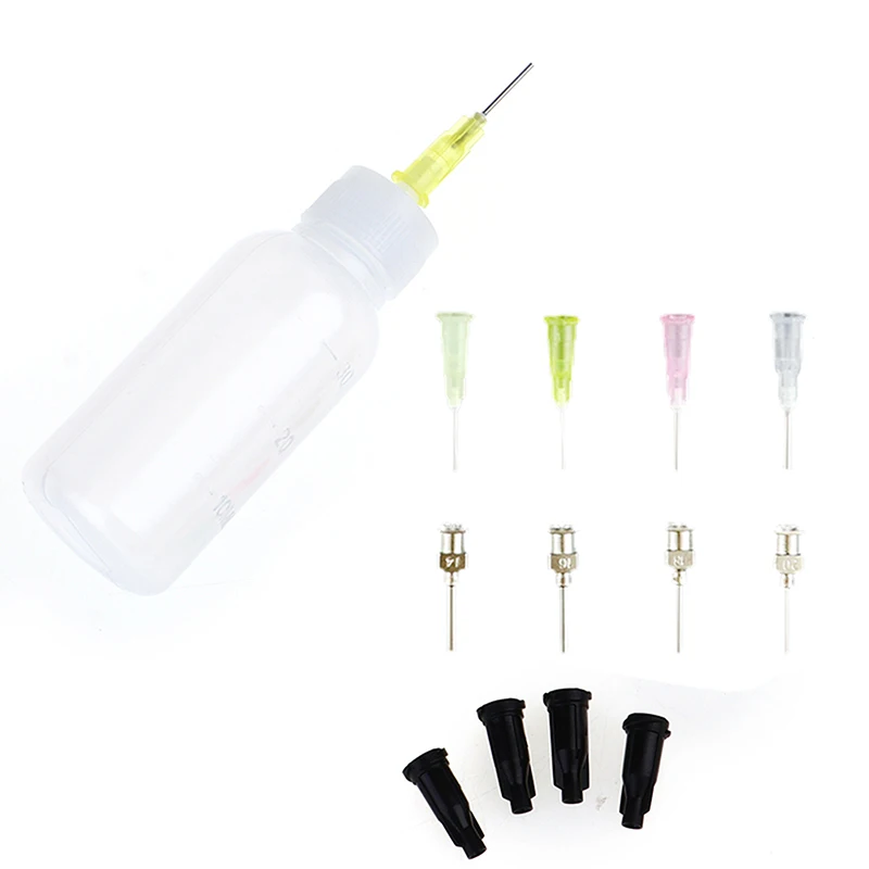 30ml Transparent Polyethylene Flux Alcohol Bottle for Dispenser Rosin Solder Paste Dispensing Bottle + 4pcs Needles Tool Parts flux core welding wire