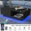 LED Coffee Table Modern Side Tables High Gloss Black Cocktail Table with 2 Drawers Open Shelf for Living Room 3